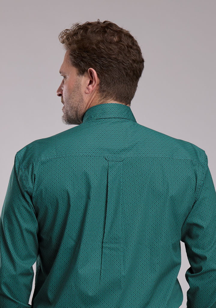 MENS ROPER JADE LATTICE STRETCH WESTERN BUTTON UP SHIRT