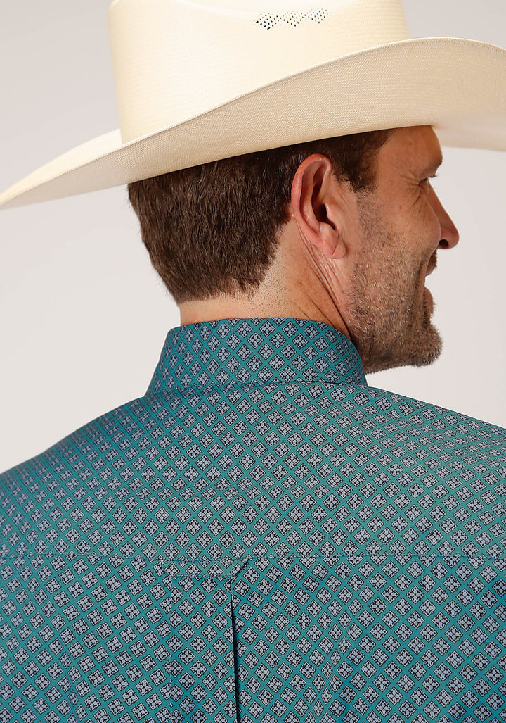MENS LONG SLEEVE BUTTON CIRCUIT FOULARD WESTERN SHIRT