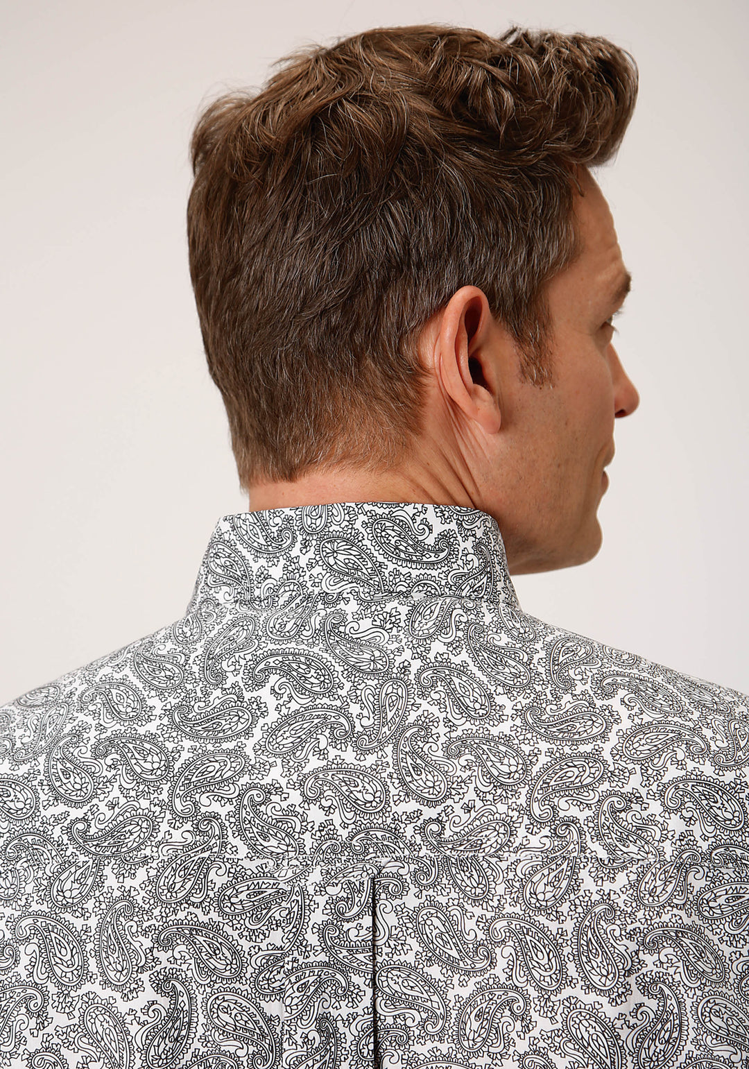 MENS LONG SLEEVE BUTTON LINE PAISLEY WESTERN SHIRT