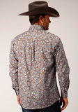 MENS LONG SLEEVE BUTTON COPPER SPRING PAISLEY WESTERN SHIRT