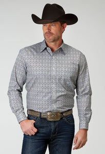 MENS LONG SLEEVE BUTTON SILVER MEDALLION WESTERN SHIRT