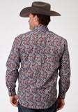 MENS LONG SLEEVE BUTTON RED RIVER PAISLEY WESTERN SHIRT