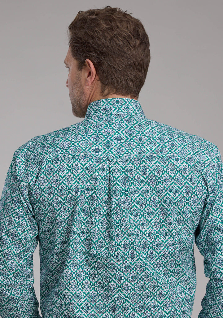 MENS JADE MEDALLION LONG SLEEVE BUTTON WESTERN SHIRT