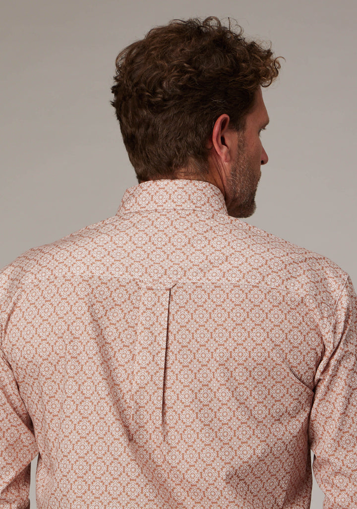 MENS CLAY MEDALLION LONG SLEEVE BUTTON WESTERN SHIRT