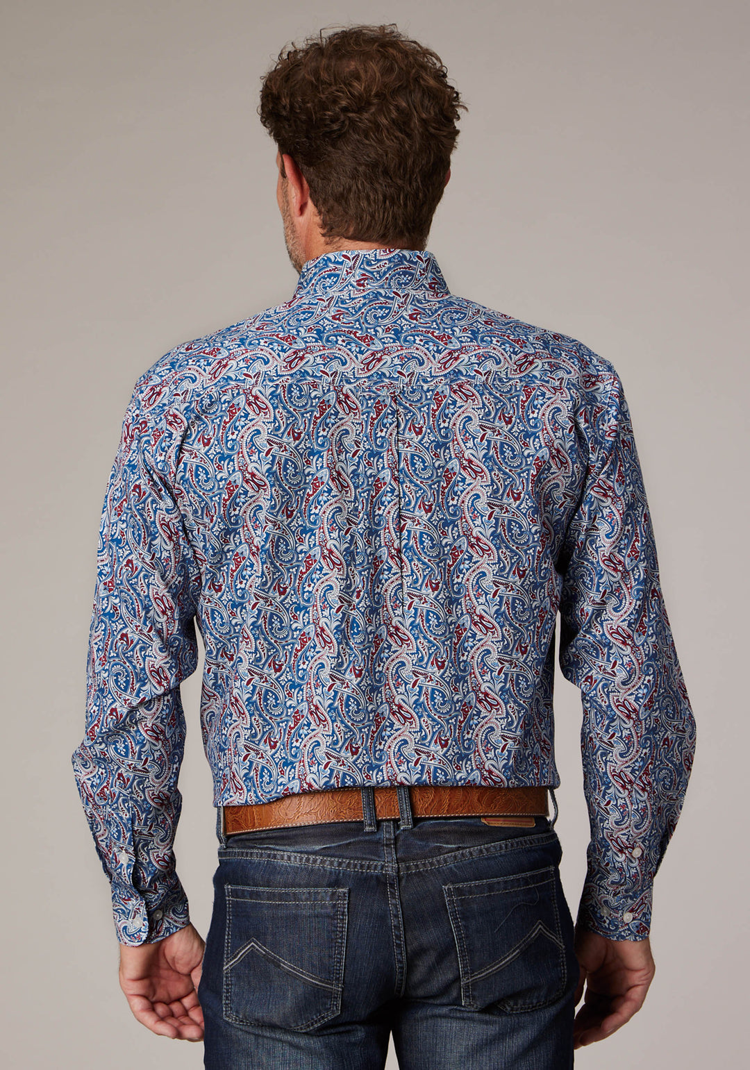 MENS BLUE RIVER PAISLEY LONG SLEEVE BUTTON WESTERN SHIRT