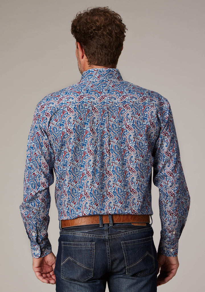 MENS BLUE RIVER PAISLEY LONG SLEEVE BUTTON WESTERN SHIRT