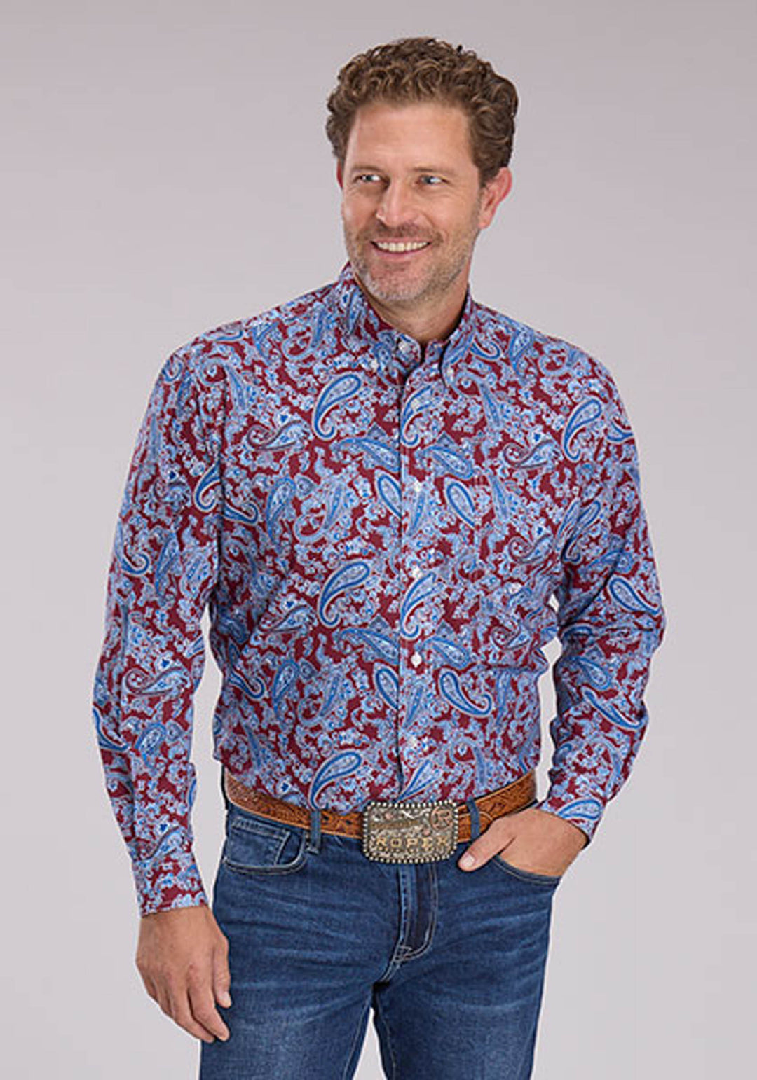 MENS HERITAGE PAISLEY LONG SLEEVE BUTTON WESTERN SHIRT