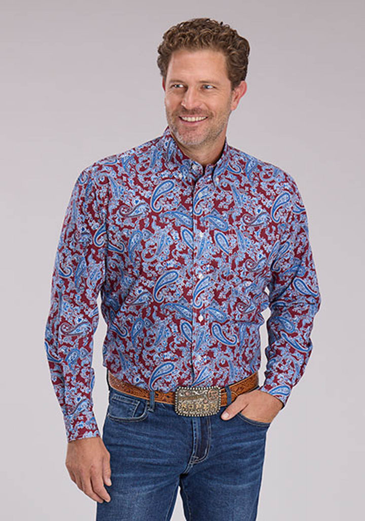 MENS HERITAGE PAISLEY LONG SLEEVE BUTTON WESTERN SHIRT