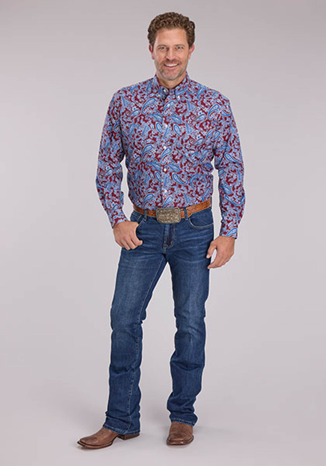 MENS HERITAGE PAISLEY LONG SLEEVE BUTTON WESTERN SHIRT
