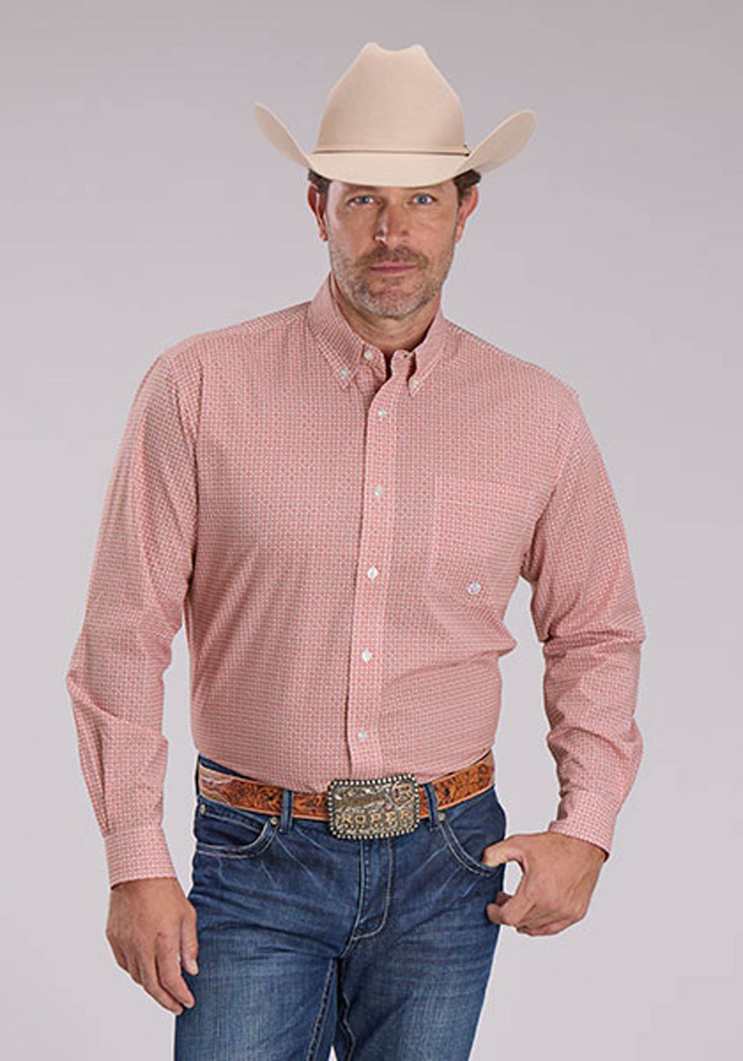 MENS LONG SLEEVE BUTTON SALTILLO FOULARD WESTERN SHIRT