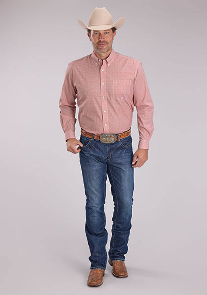 MENS LONG SLEEVE BUTTON SALTILLO FOULARD WESTERN SHIRT