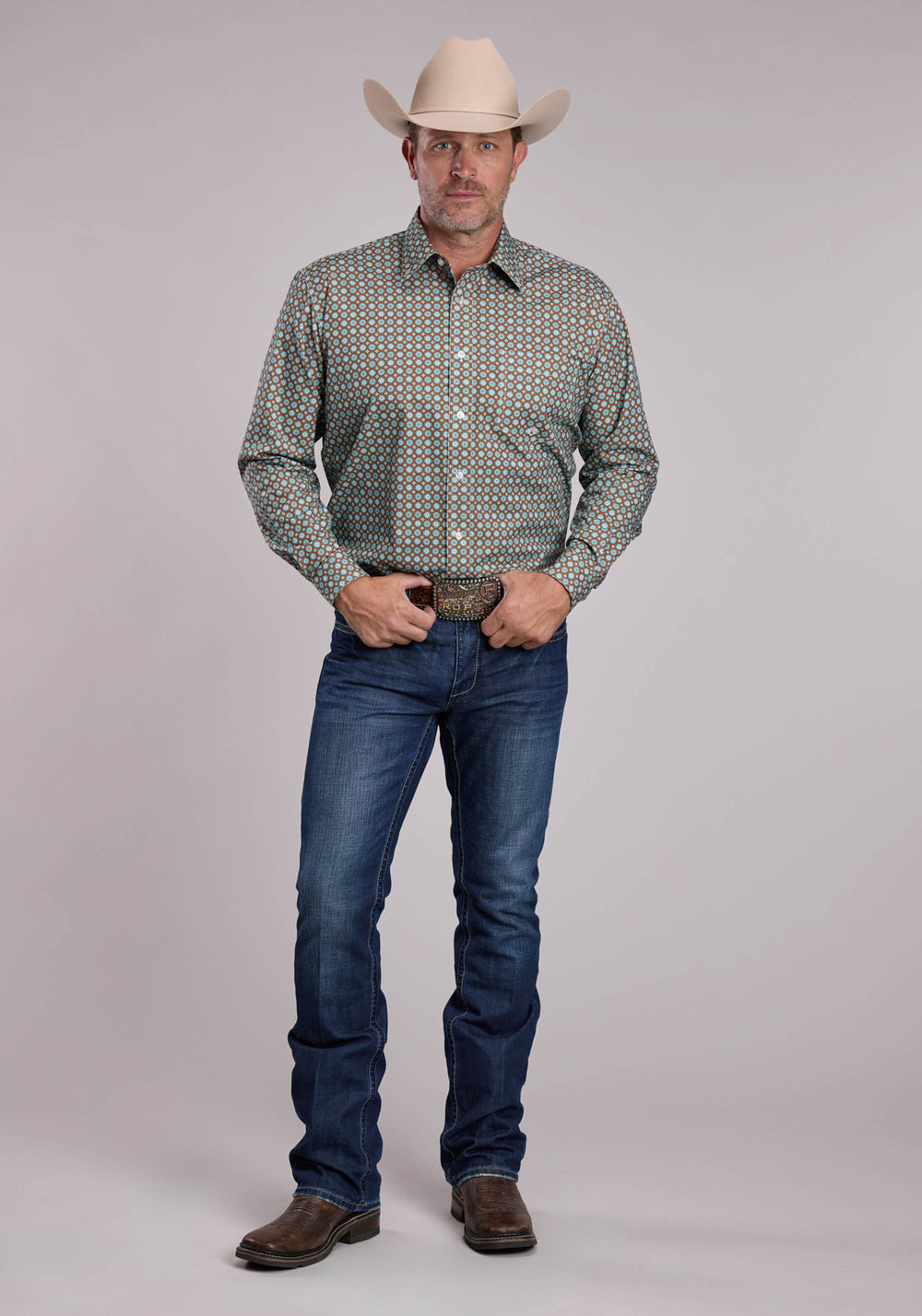 MENS ROPER CANYON FOULARD LONG SLEEVE BUTTON SHIRT