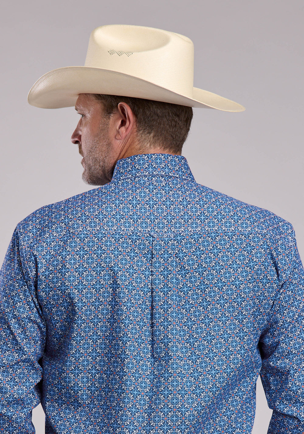 MENS ROPER SKY TILE FOULARD LONG SLEEVE BUTTON SHIRT