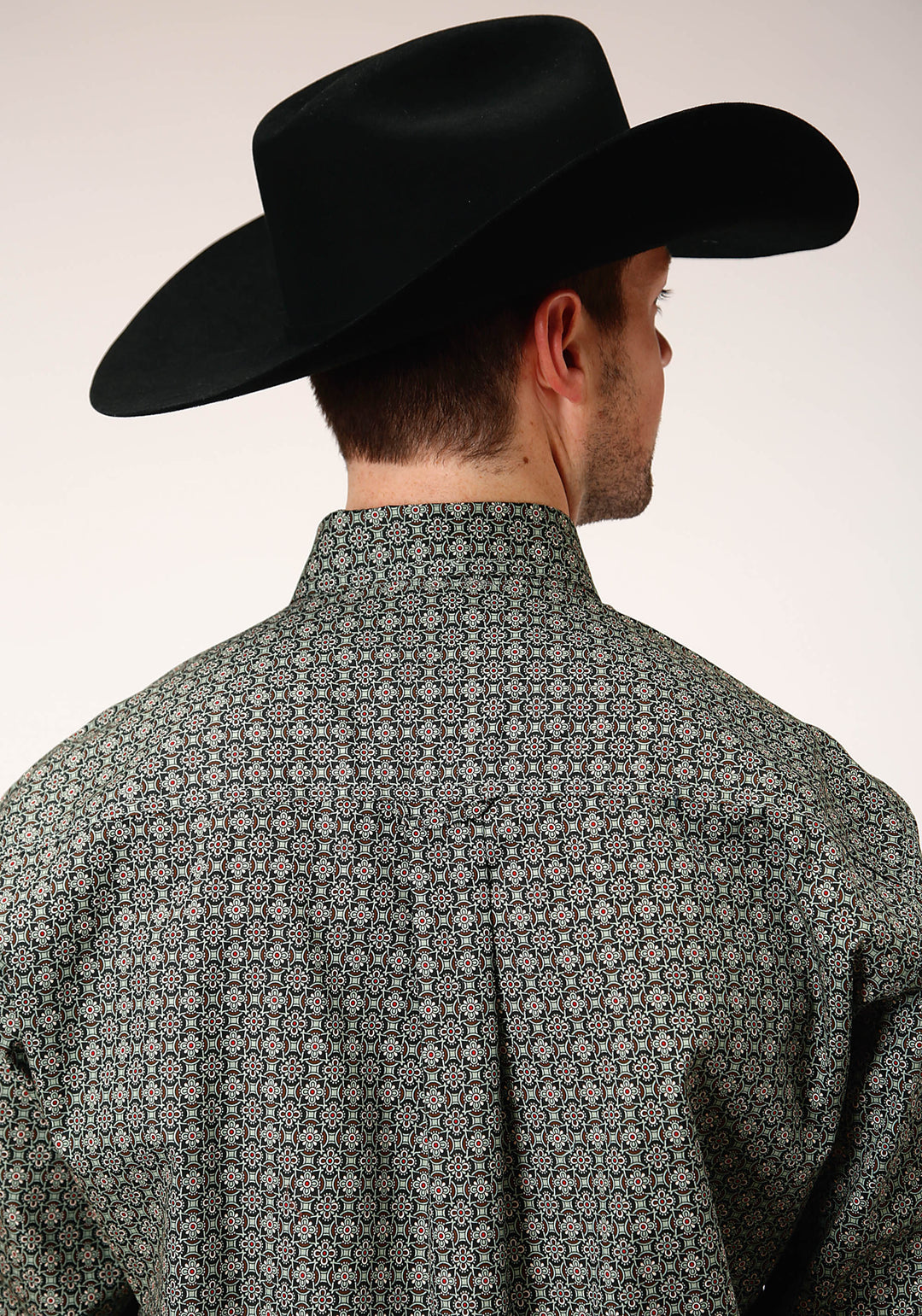 MENS LONG SLEEVE BUTTON FOREST FOULARD WESTERN SHIRT