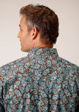 MENS LONG SLEEVE BUTTON TURQUOISE MINE PAISLEY WESTERN SHIRT