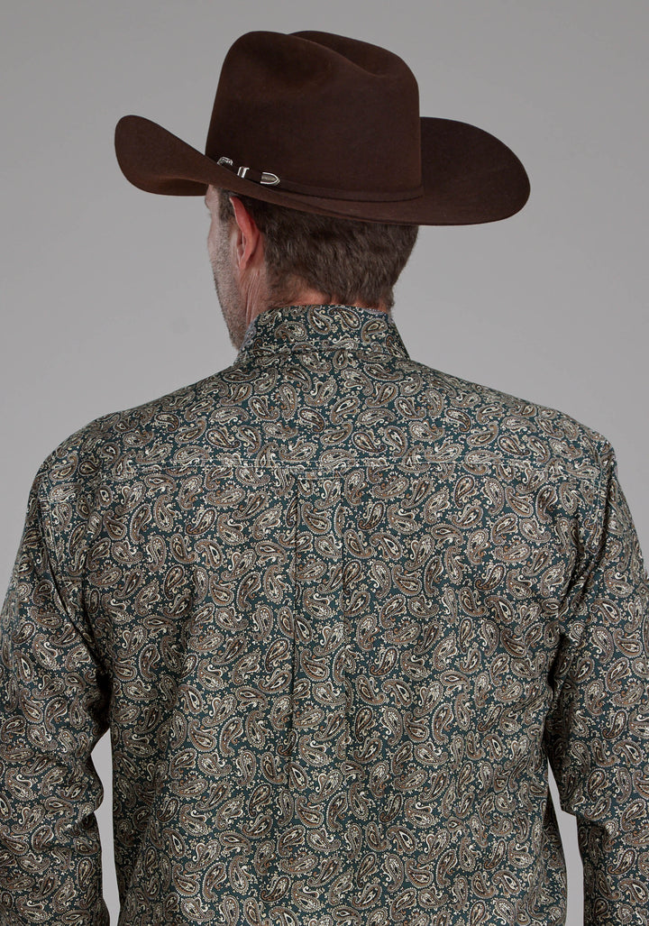 MENS OAK PAISLEY LONG SLEEVE BUTTON WESTERN SHIRT