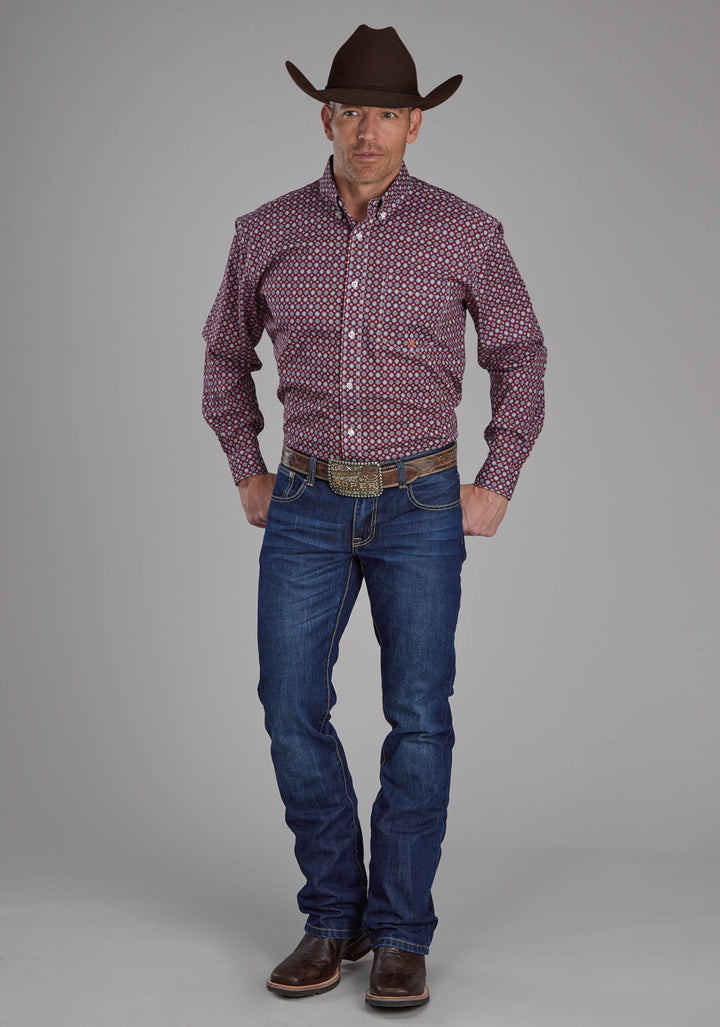 MENS HIGHWAY FOULARD LONG SLEEVE BUTTON WESTERN SHIRT