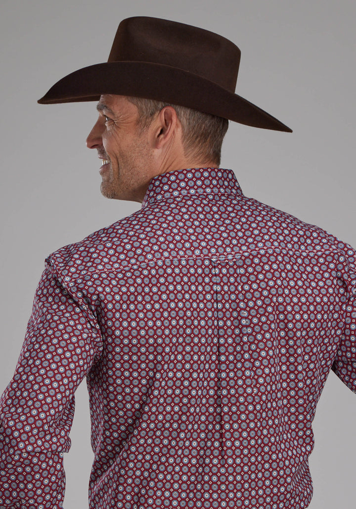 MENS HIGHWAY FOULARD LONG SLEEVE BUTTON WESTERN SHIRT