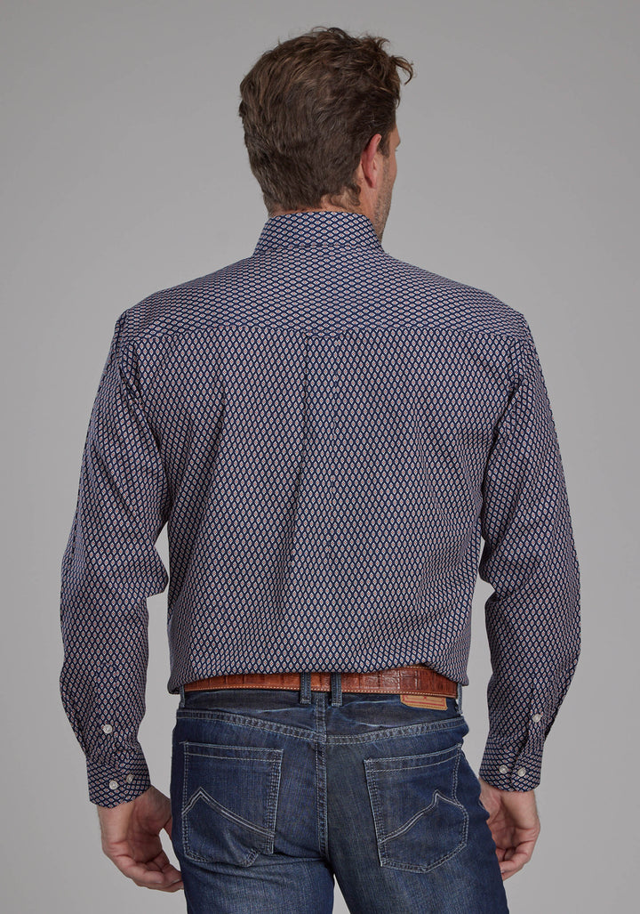 MENS DIAMOND EYE GEO LONG SLEEVE BUTTON WESTERN SHIRT