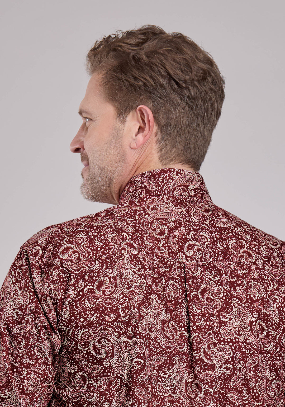 MENS LONG SLEEVE BUTTON PLUME PAISLEY WESTERN SHIRT