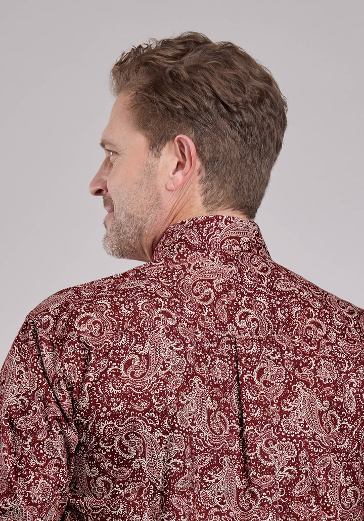 MENS LONG SLEEVE BUTTON PLUME PAISLEY WESTERN SHIRT