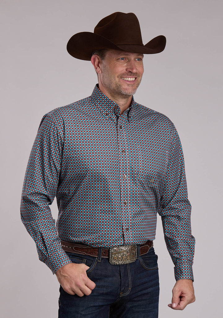 MENS ROPER SMALL STAR FOULARD WESTERN BUTTON UP SHIRT
