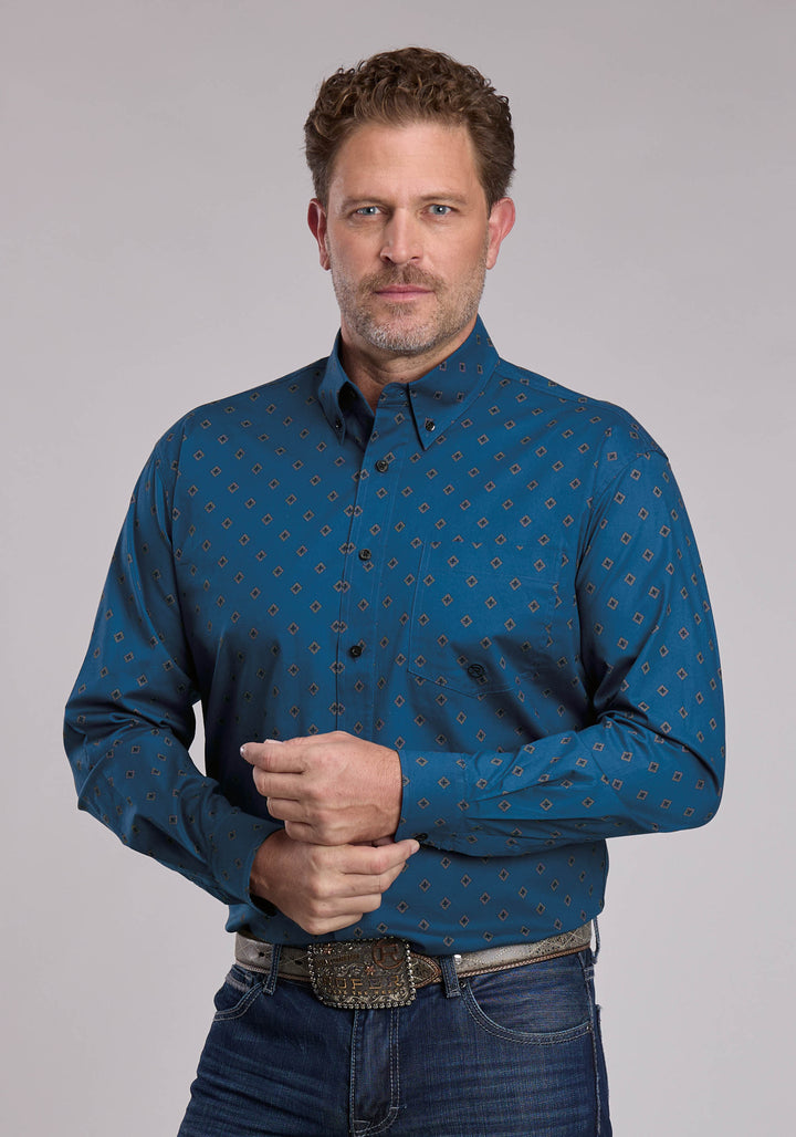 MENS ROPER STRETCH POPLIN WESTERN BUTTON UP SHIRT