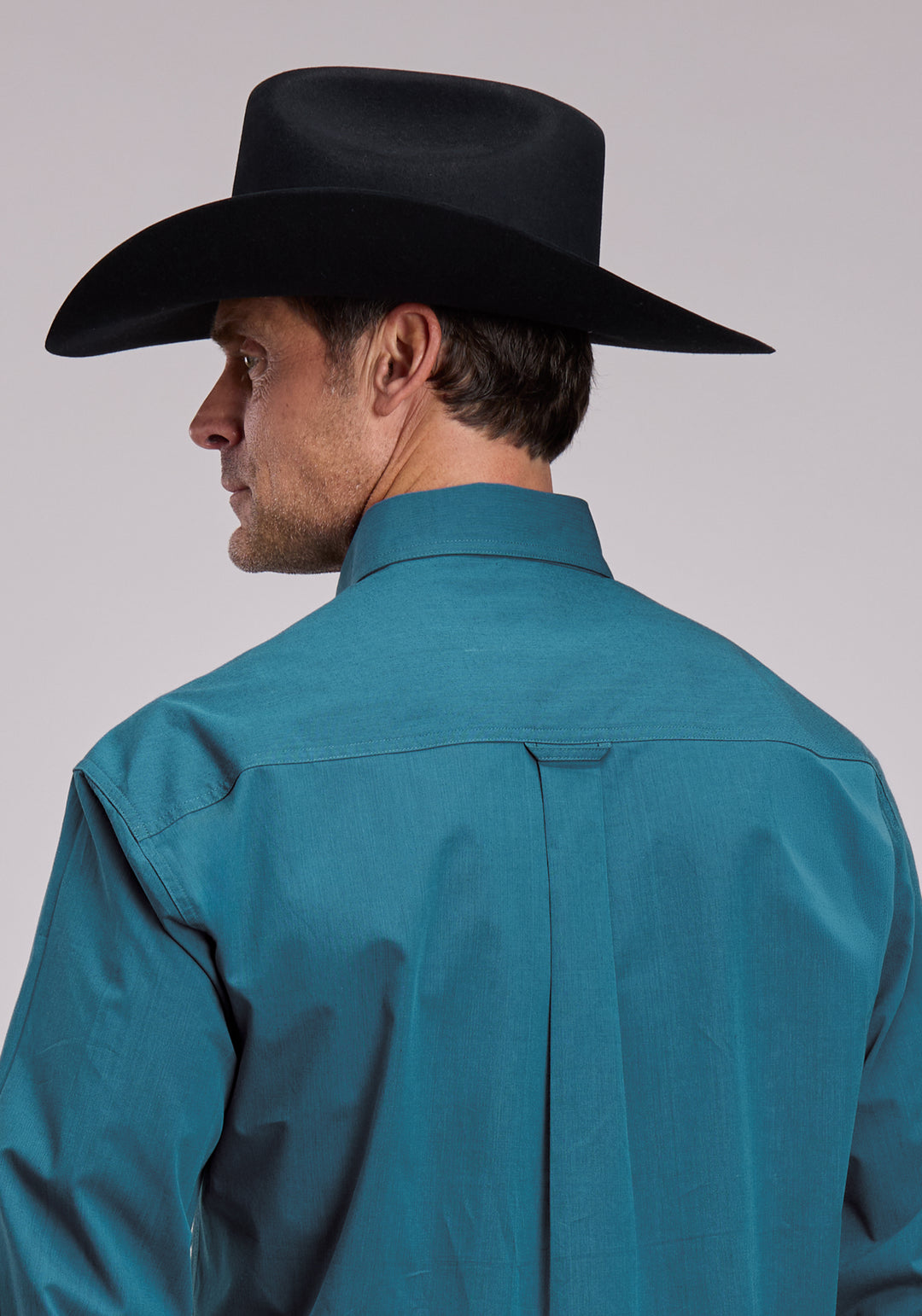 MENS ROPER BLACK FILL TEAL WESTERN BUTTON UP SHIRT