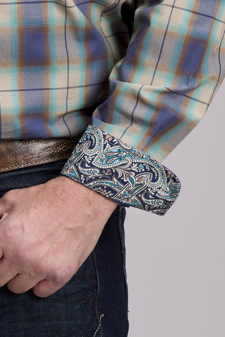 MENS ROPER CEDAR RIDGE PLAID WESTERN BUTTON UP SHIRT