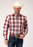 MENS LONG SLEEVE BUTTON RED OMBRE WESTERN SHIRT