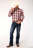 MENS LONG SLEEVE BUTTON RED OMBRE WESTERN SHIRT