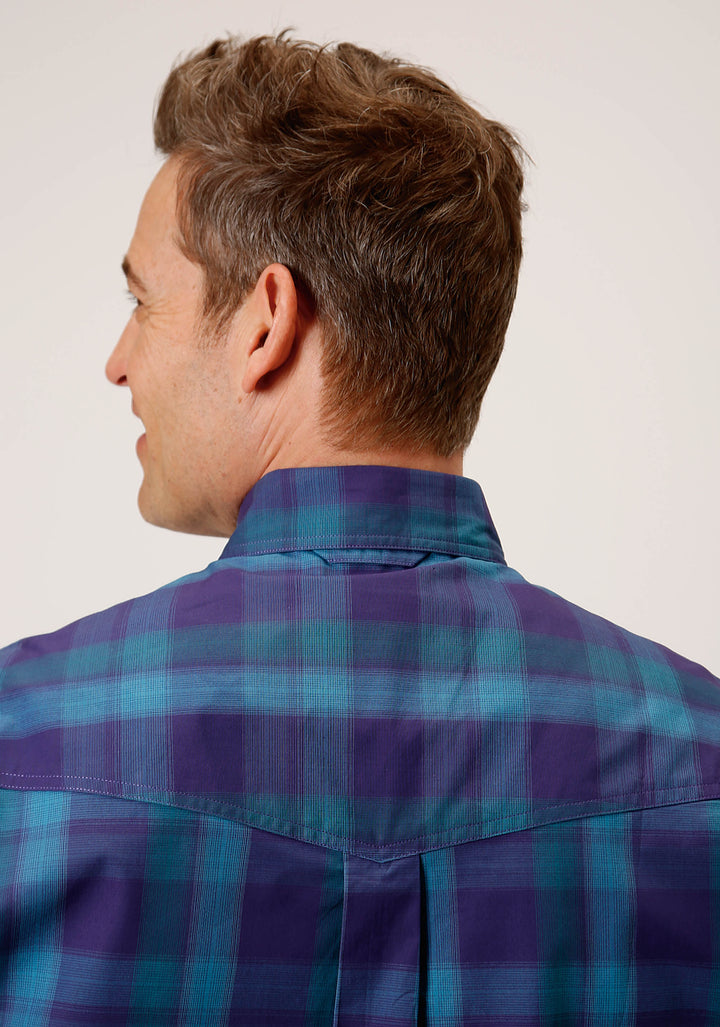 MENS LONG SLEEVE BUTTON SHADOW OMBRE WESTERN SHIRT