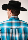 MENS LONG SLEEVE BUTTON DEEP POOL OMBRE WESTERN SHIRT