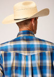 MENS LONG SLEEVE BUTTON CLEAR SKY PLAID WESTERN SHIRT