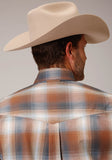 MENS LONG SLEEVE BUTTON COPPER OMBRE PLAID WESTERN SHIRT