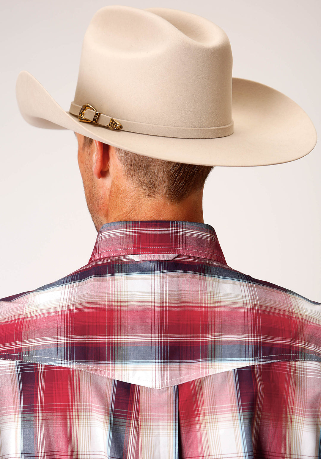 MENS LONG SLEEVE BUTTON RED APPLE PLAID WESTERN SHIRT