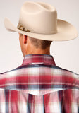 MENS LONG SLEEVE BUTTON RED APPLE PLAID WESTERN SHIRT