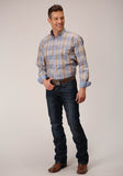 MENS LONG SLEEVE BUTTON SANDY PLAID WESTERN SHIRT