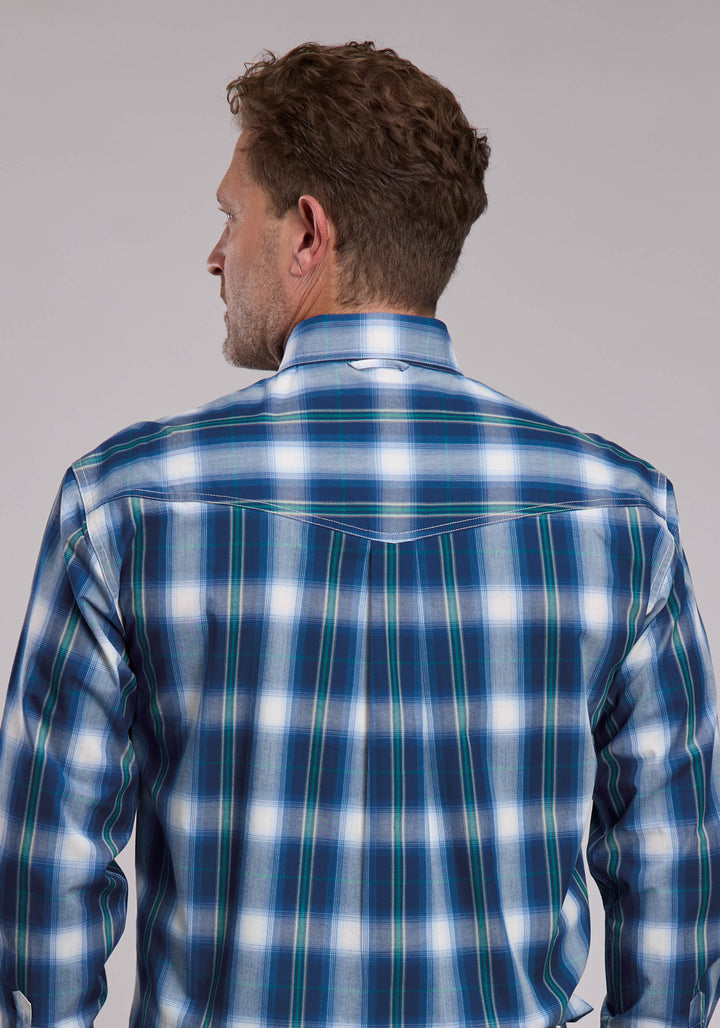 MENS ROPER NIGHT FALL PLAID WESTERN BUTTON UP SHIRT