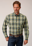 MENS LONG SLEEVE BUTTON SAND DUNE PLAID WESTERN SHIRT