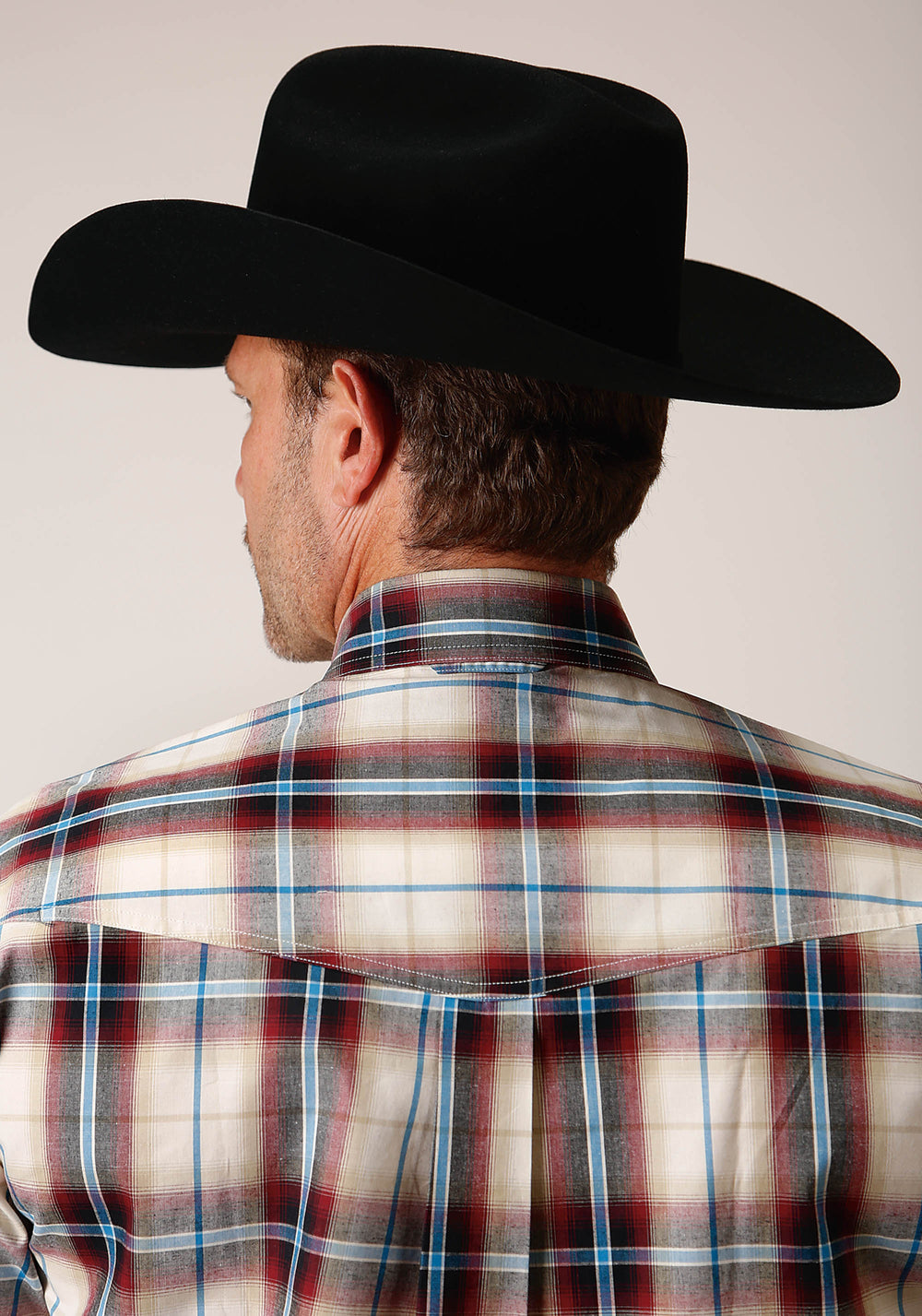 MENS LONG SLEEVE BUTTON RED CANYON PLAID WESTERN SHIRT