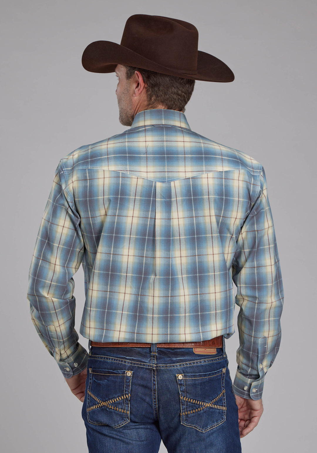 MENS DUNGAREE PLAID LONG SLEEVE BUTTON WESTERN SHIRT
