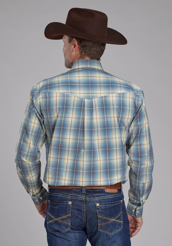 MENS DUNGAREE PLAID LONG SLEEVE BUTTON WESTERN SHIRT
