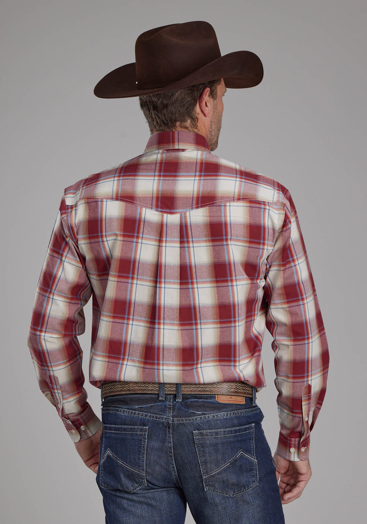 MENS '57 CHEVY PLAID LONG SLEEVE BUTTON WESTERN SHIRT