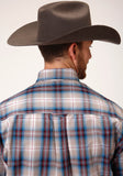 MENS LONG SLEEVE BUTTON VINTAGE PLAID WESTERN SHIRT