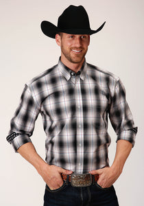 MENS LONG SLEEVE BUTTON BLACK HILLS PLAID WESTERN SHIRT