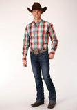 MENS LONG SLEEVE BUTTON CANYON PLAID WESTERN SHIRT