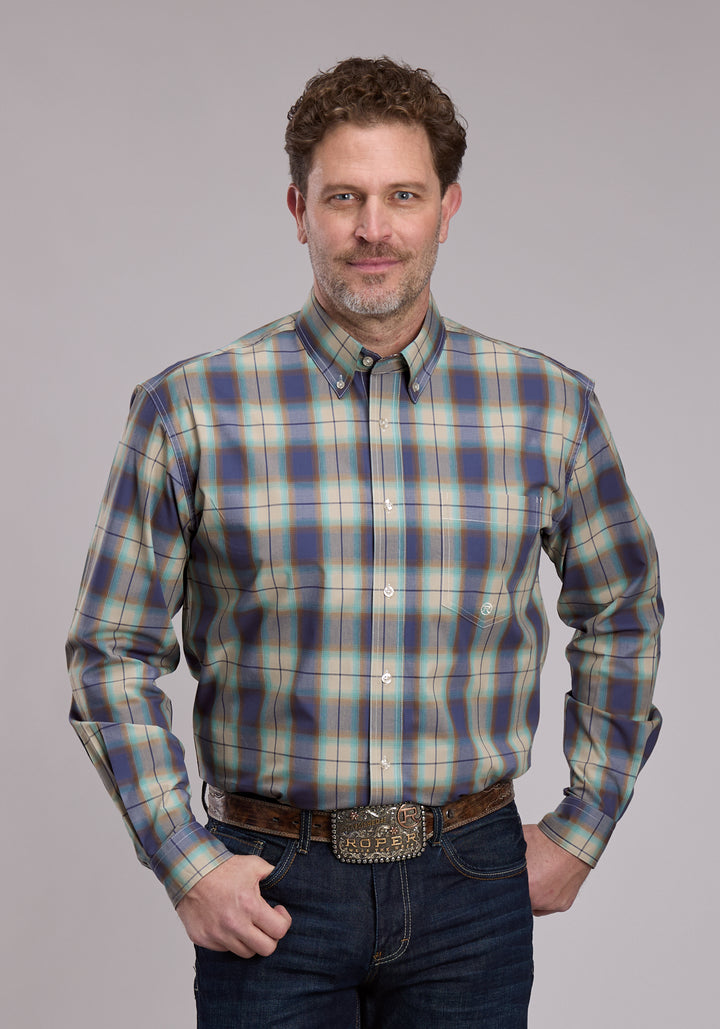MENS ROPER CEDAR RIDGE PLAID WESTERN BUTTON UP SHIRT