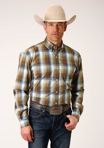 MENS LONG SLEEVE BUTTON COUNTRY ROAD OMBRE WESTERN SHIRT