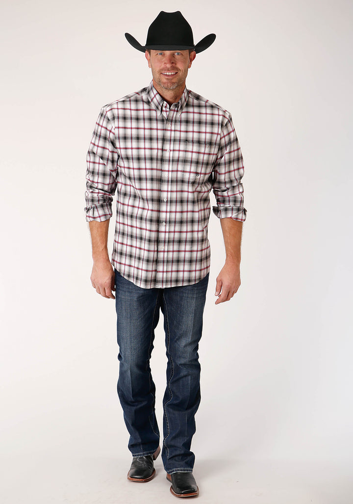MENS LONG SLEEVE BUTTON CLASSIC OMBRE STRETCH POPLIN WESTERN SHIRT